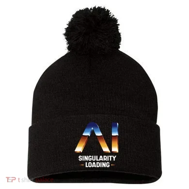 Singularity Loading AI Artificial Intelligence Pom Pom 12in Knit Beanie