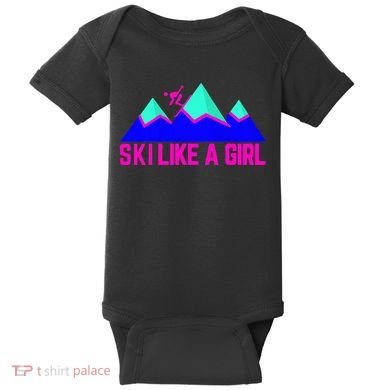 Ski Like A Girl Baby Bodysuit