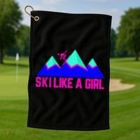 Ski Like A Girl Golf Towel thumb 1