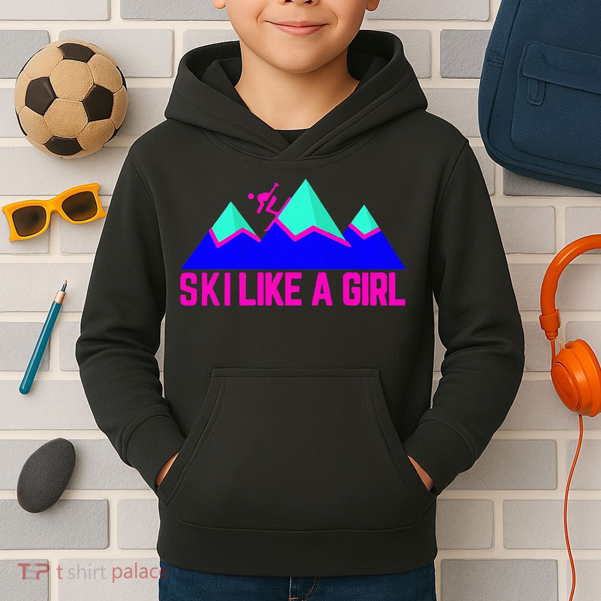 Ski Like A Girl Kids Hoodie