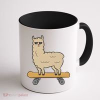 Skateboarding Llama Alpaca Skateboard Llama Gift Coffee Mug thumb 1
