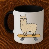 Skateboarding Llama Alpaca Skateboard Llama Gift Coffee Mug thumb 2
