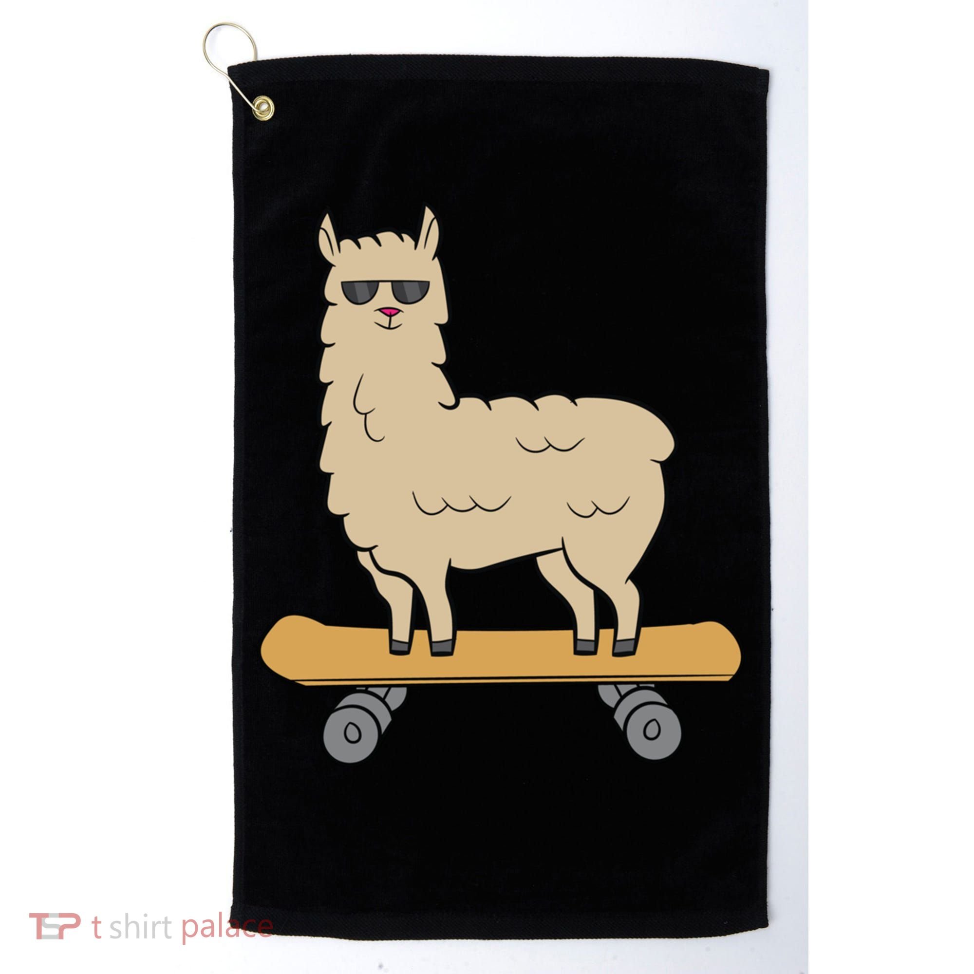 Skateboarding Llama Alpaca Skateboard Llama Gift Golf Towel