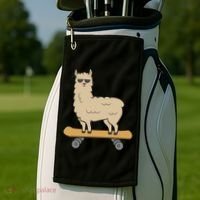 Skateboarding Llama Alpaca Skateboard Llama Gift Golf Towel thumb 2