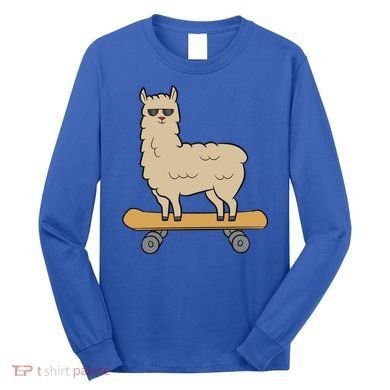 Skateboarding Llama Alpaca Skateboard Llama Gift Long Sleeve Shirt