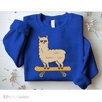 Skateboarding Llama Alpaca Skateboard Llama Gift Sweatshirt thumb 2