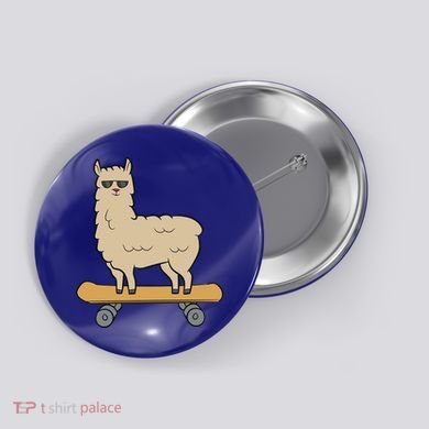 Skateboarding Llama Alpaca Skateboard Llama Gift Button