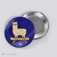Skateboarding Llama Alpaca Skateboard Llama Gift Button thumb 0