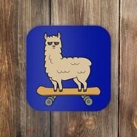 Skateboarding Llama Alpaca Skateboard Llama Gift Coaster thumb 0