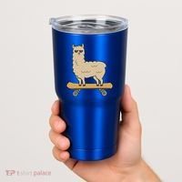Skateboarding Llama Alpaca Skateboard Llama Gift Tumbler thumb 2