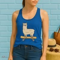 Skateboarding Llama Alpaca Skateboard Llama Gift Women's Tank Top thumb 2
