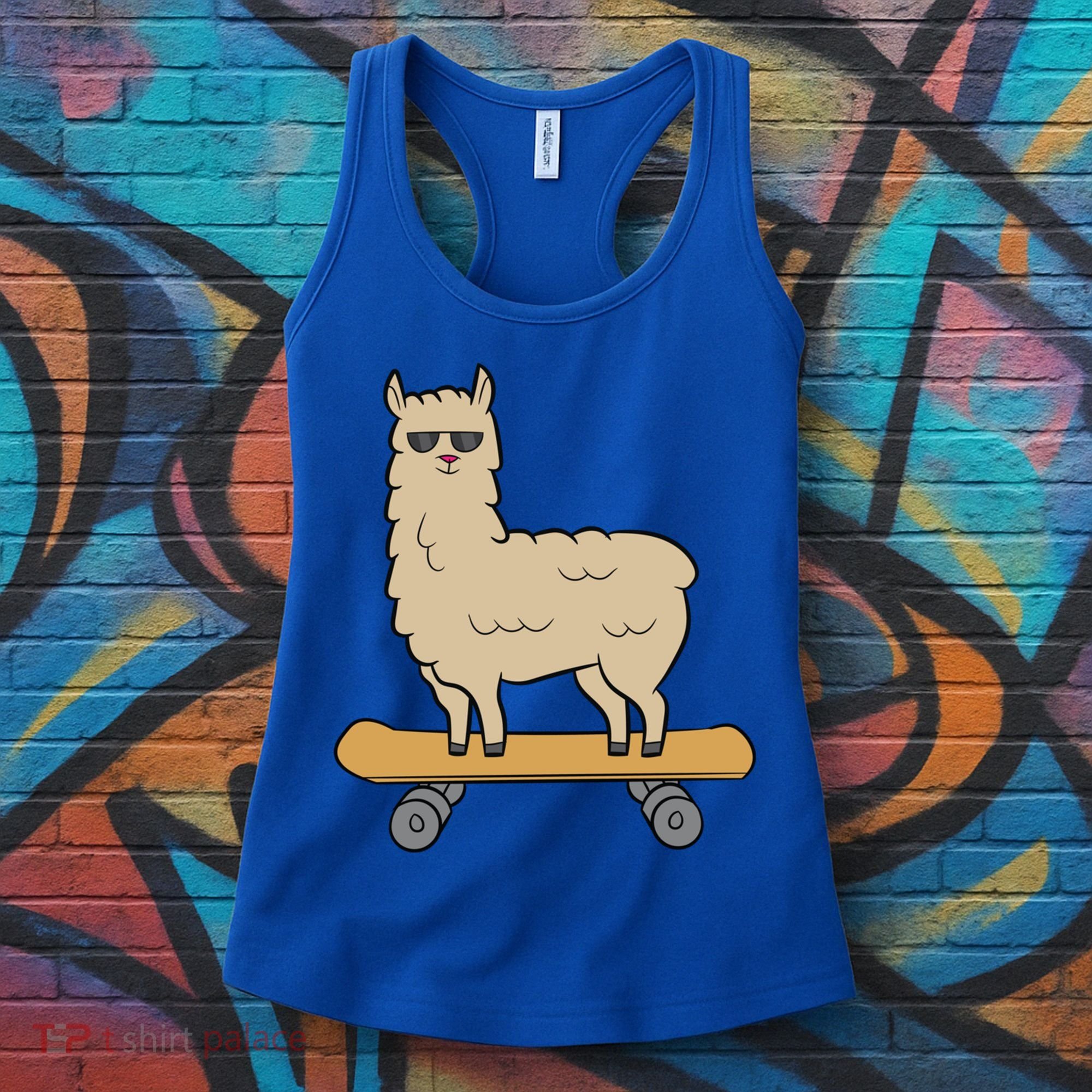 Skateboarding Llama Alpaca Skateboard Llama Gift Women's Tank Top