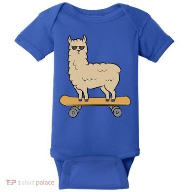 Skateboarding Llama Alpaca Skateboard Llama Gift Baby Bodysuit