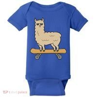 Skateboarding Llama Alpaca Skateboard Llama Gift Baby Bodysuit thumb 0