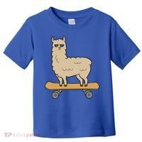 Skateboarding Llama Alpaca Skateboard Llama Gift Toddler T-Shirt thumb 0