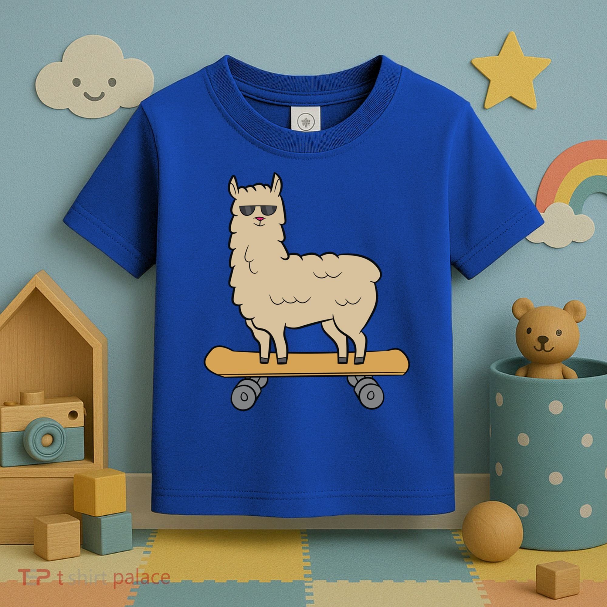 Skateboarding Llama Alpaca Skateboard Llama Gift Toddler T-Shirt