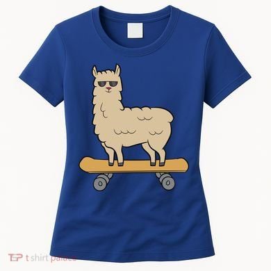 Skateboarding Llama Alpaca Skateboard Llama Gift Women's T-Shirt