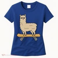 Skateboarding Llama Alpaca Skateboard Llama Gift Women's T-Shirt thumb 0
