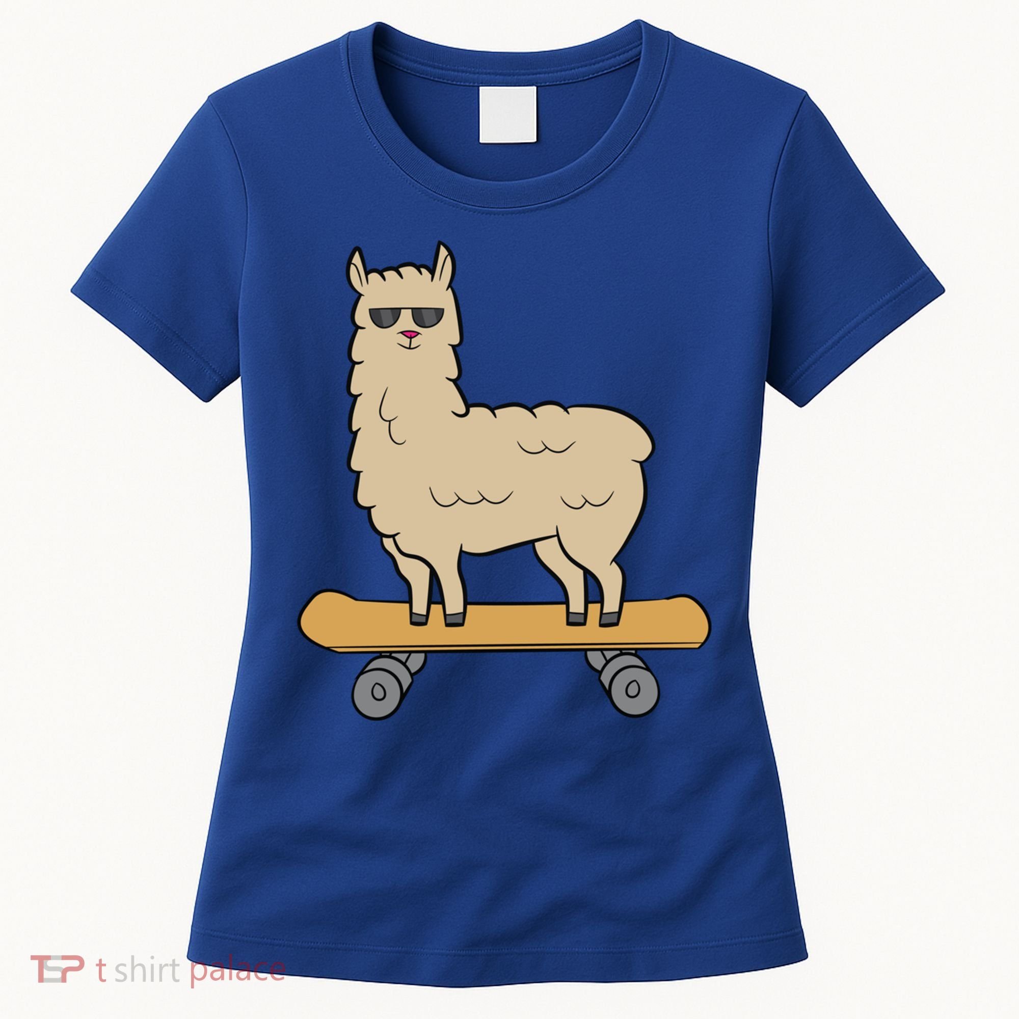Skateboarding Llama Alpaca Skateboard Llama Gift Women's T-Shirt