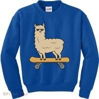 Skateboarding Llama Alpaca Skateboard Llama Gift Kids Sweatshirt thumb 0