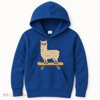 Skateboarding Llama Alpaca Skateboard Llama Gift Kids Hoodie thumb 0