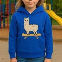 Skateboarding Llama Alpaca Skateboard Llama Gift Kids Hoodie thumb 3