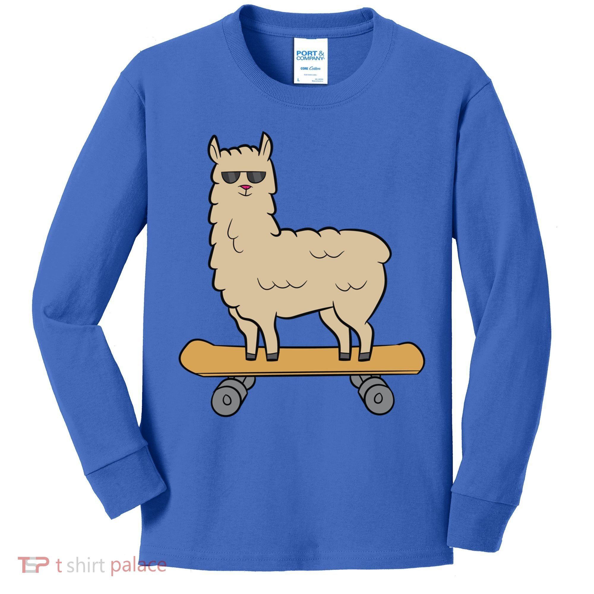 Skateboarding Llama Alpaca Skateboard Llama Gift Kids Long Sleeve Shirt