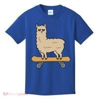 Skateboarding Llama Alpaca Skateboard Llama Gift Kids T-Shirt thumb 0
