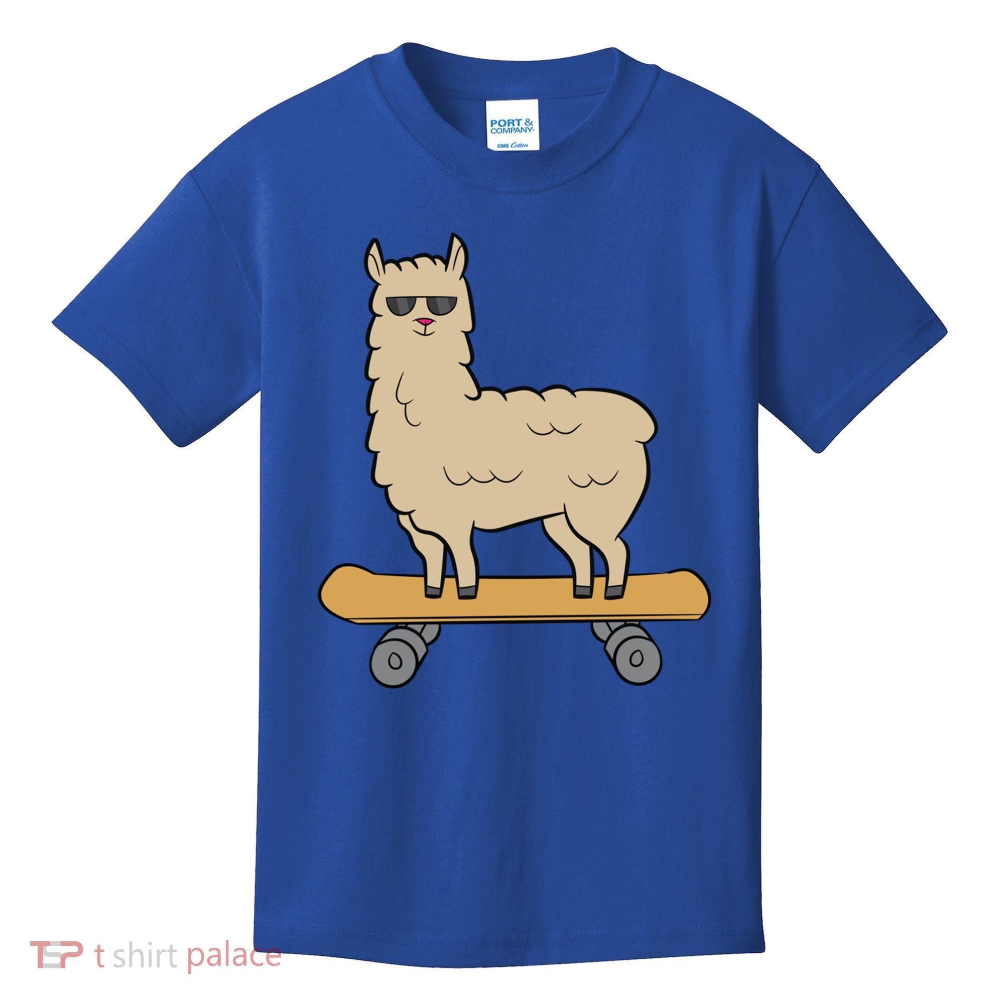 Skateboarding Llama Alpaca Skateboard Llama Gift Kids T-Shirt