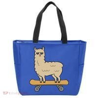 Skateboarding Llama Alpaca Skateboard Llama Gift Tote Bag thumb 0