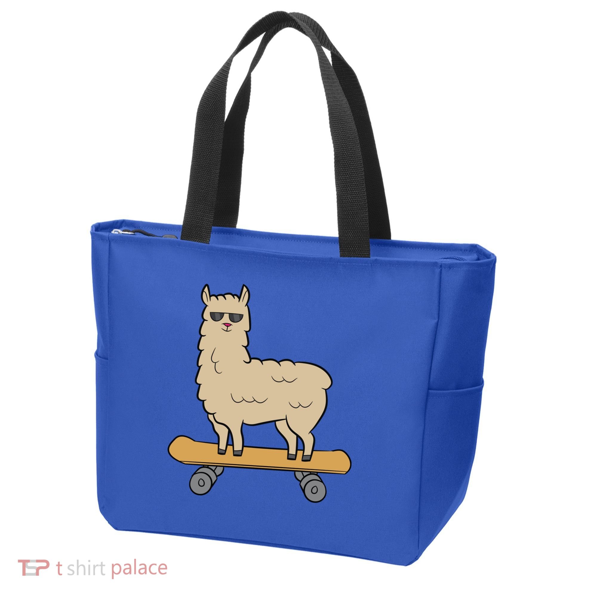 Skateboarding Llama Alpaca Skateboard Llama Gift Tote Bag