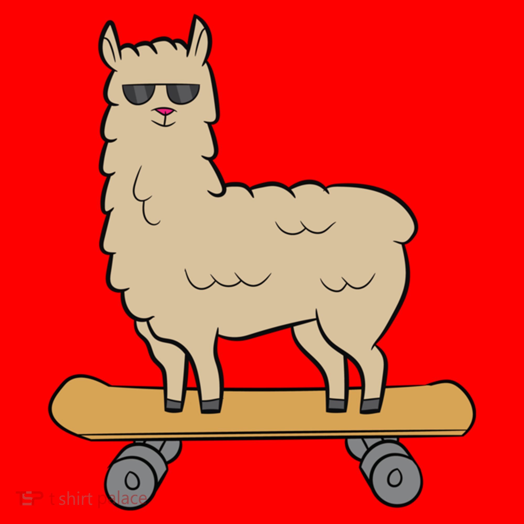 Skateboarding Llama Alpaca Skateboard Llama Gift Santa Hat
