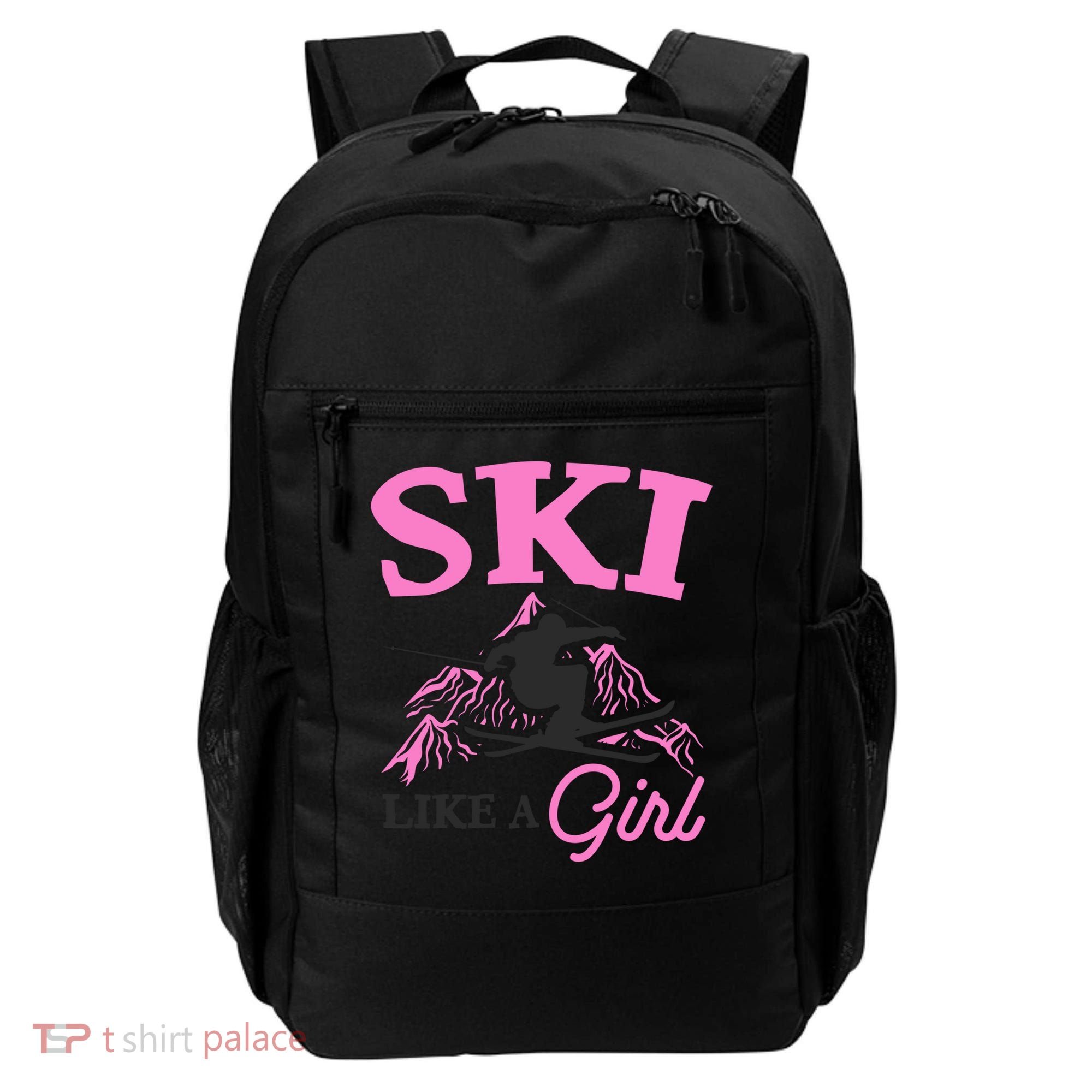 Ski Like A Girl Gift For Skiers Skiing Lover Backpack
