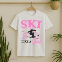 Ski Like A Girl Gift For Skiers Skiing Lover T-Shirt thumb 2