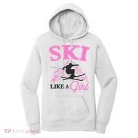 Ski Like A Girl Gift For Skiers Skiing Lover Women's Hoodie thumb 0