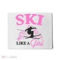 Ski Like A Girl Gift For Skiers Skiing Lover Mousepad thumb 0