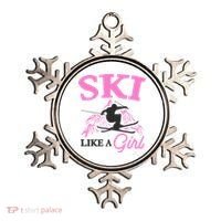 Ski Like A Girl Gift For Skiers Skiing Lover Ornament thumb 0