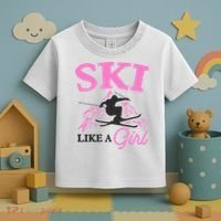 Ski Like A Girl Gift For Skiers Skiing Lover Toddler T-Shirt thumb 3