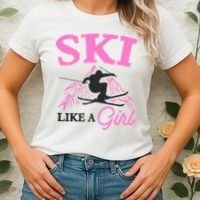 Ski Like A Girl Gift For Skiers Skiing Lover Women's T-Shirt thumb 2