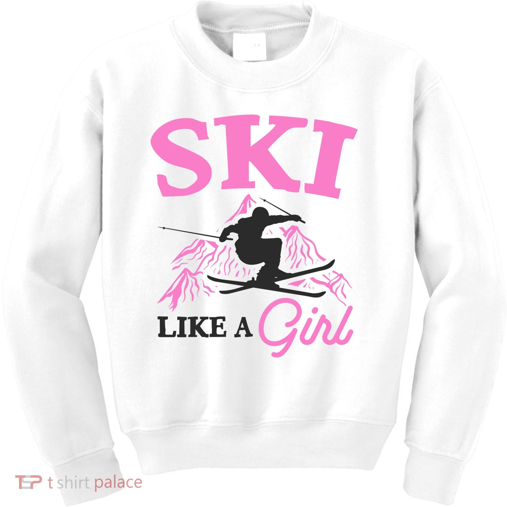 Ski Like A Girl Gift For Skiers Skiing Lover Kids Sweatshirt