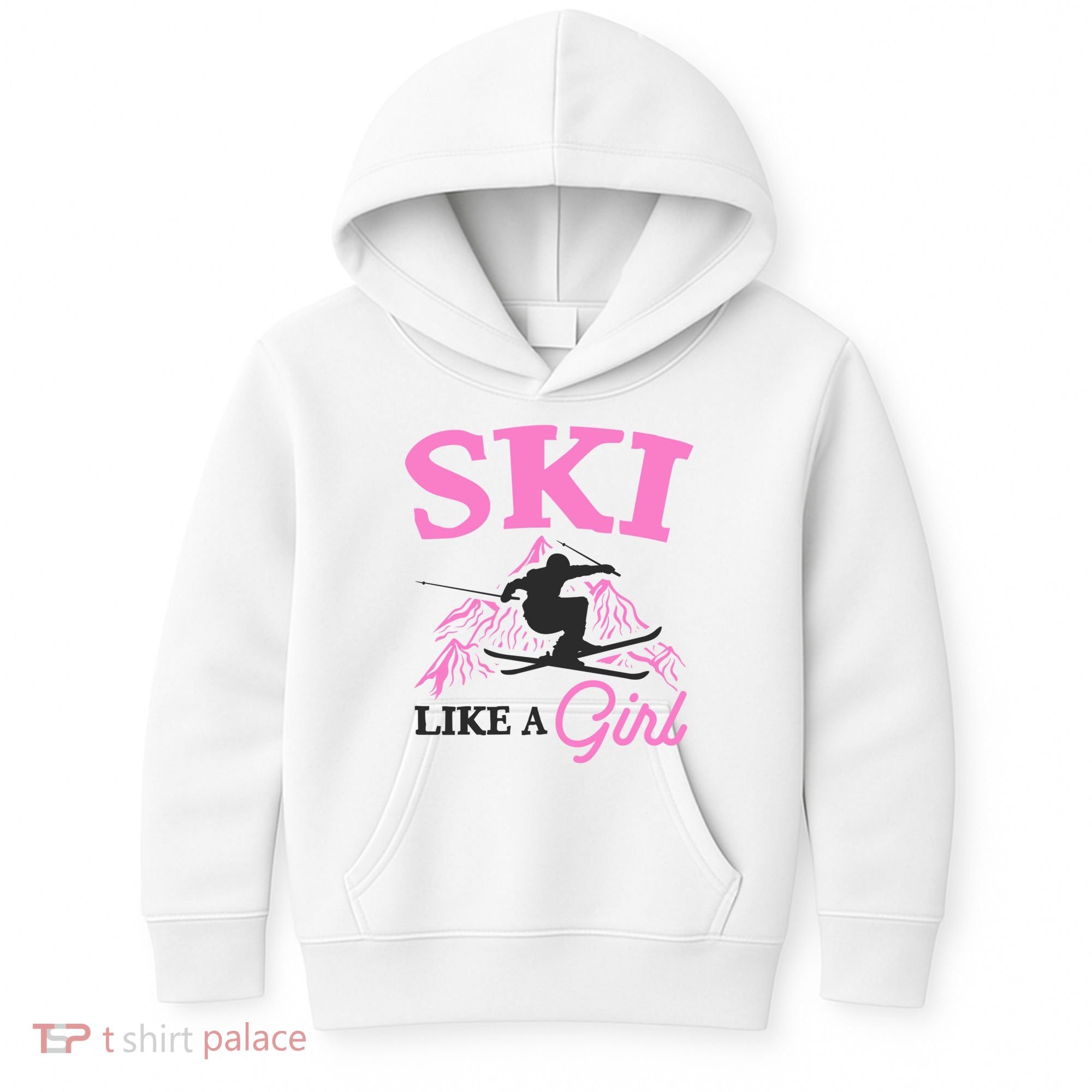 Ski Like A Girl Gift For Skiers Skiing Lover Kids Hoodie