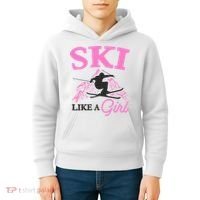 Ski Like A Girl Gift For Skiers Skiing Lover Kids Hoodie thumb 4