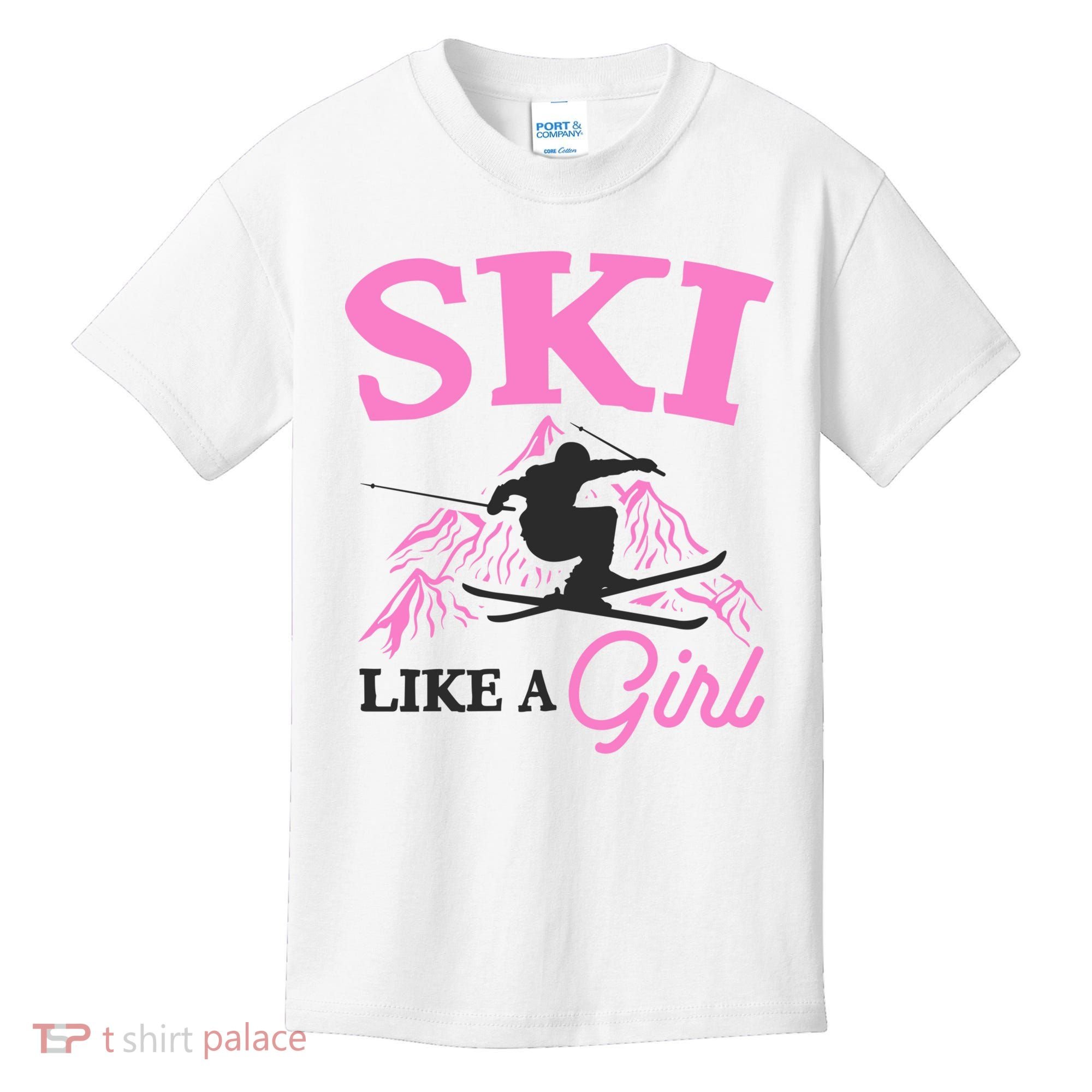 Ski Like A Girl Gift For Skiers Skiing Lover Kids T-Shirt