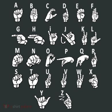 Sign Language Alphabet For ASL Interpreter Deaf Teacher Stud 7 Panel Mesh Trucker Snapback Hat