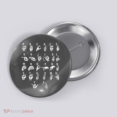 Sign Language Alphabet For ASL Interpreter Deaf Teacher Stud Button