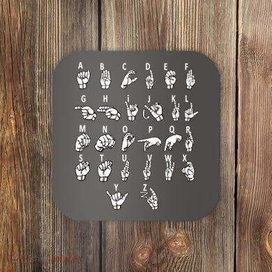 Sign Language Alphabet For ASL Interpreter Deaf Teacher Stud Coaster