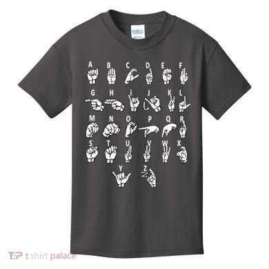 Sign Language Alphabet For ASL Interpreter Deaf Teacher Stud Kids T-Shirt