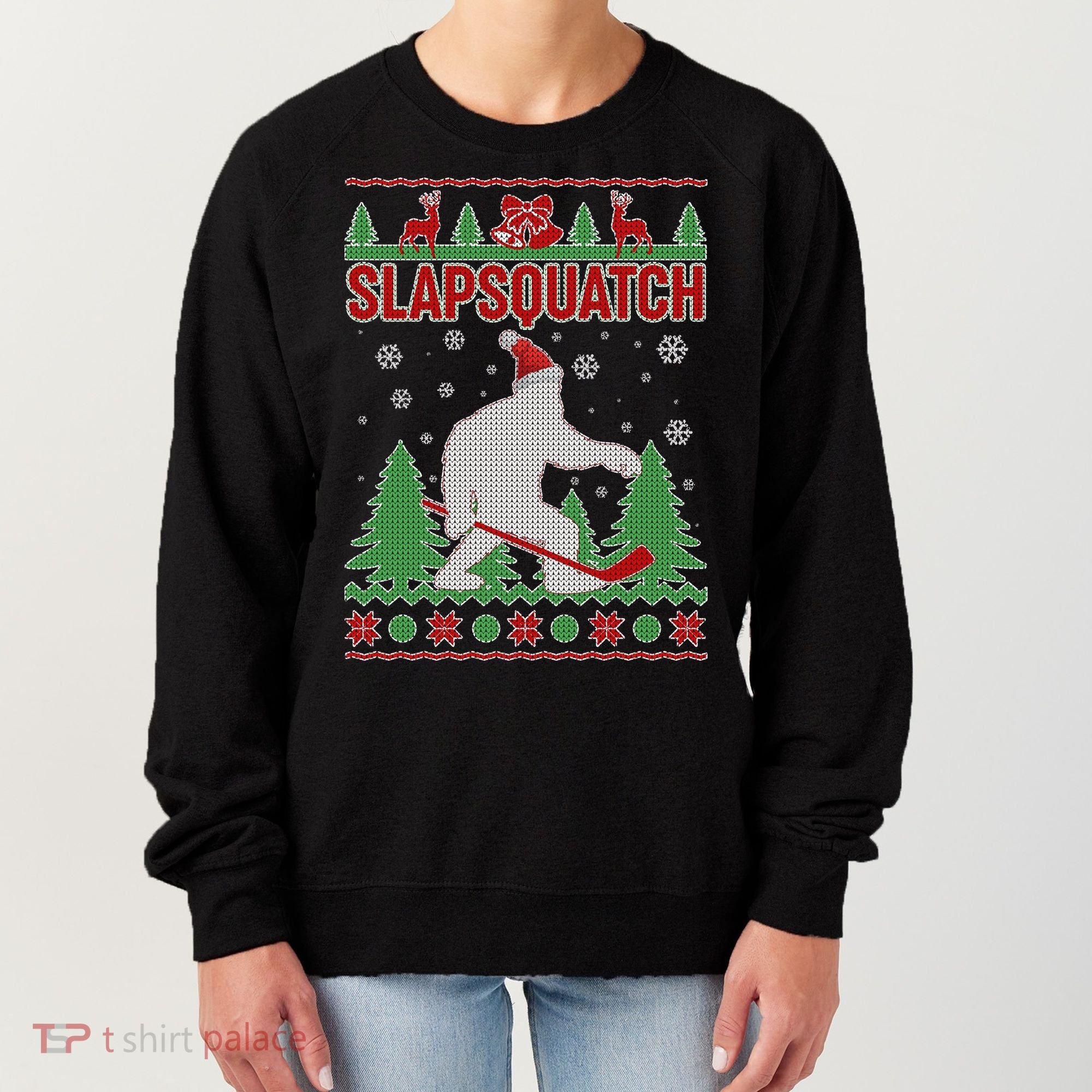 Slapsquatch Ugly Christmas Sweater Bigfoot Women's Sweatshirt