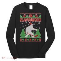Slapsquatch Ugly Christmas Sweater Bigfoot Long Sleeve Shirt thumb 0