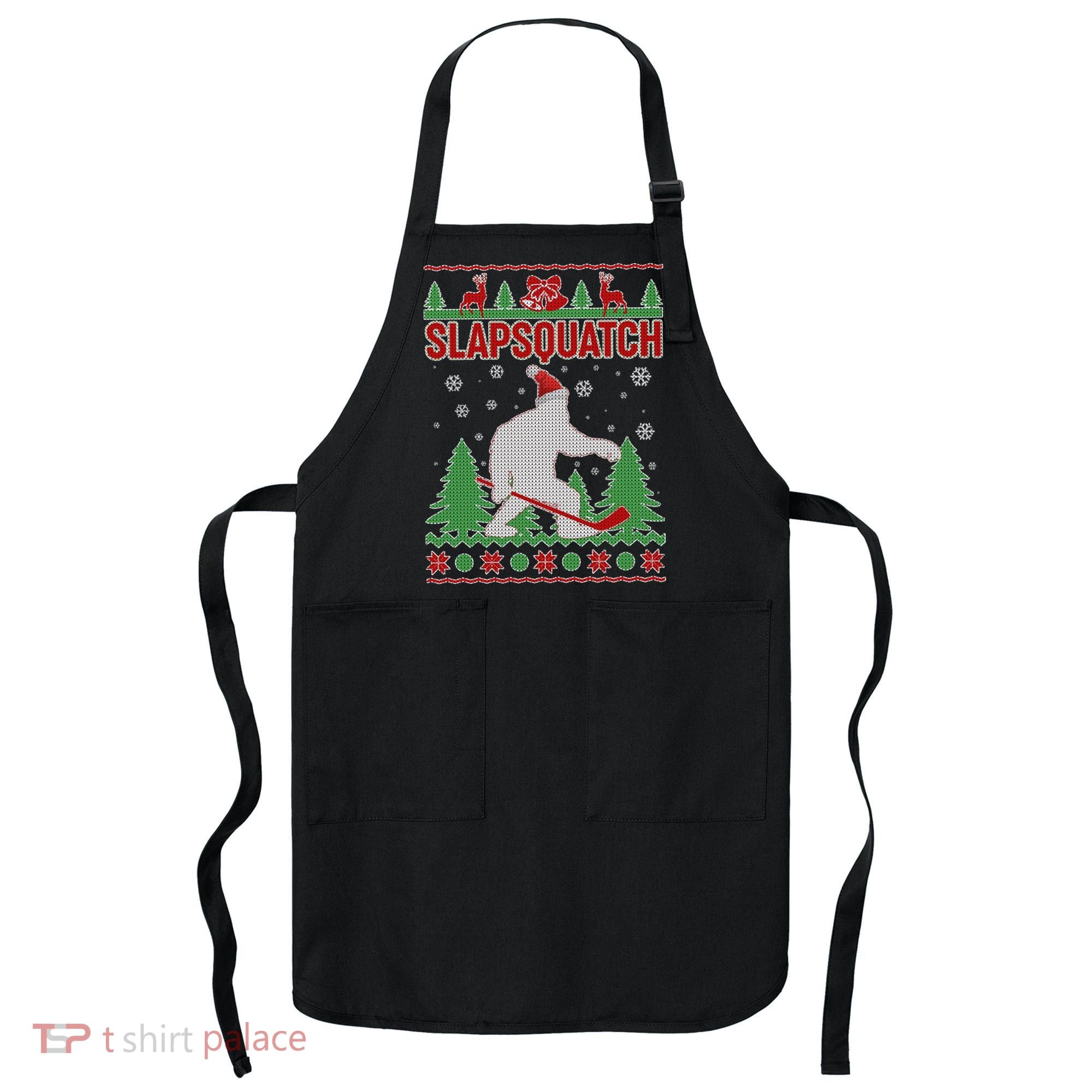 Slapsquatch Ugly Christmas Sweater Bigfoot Apron